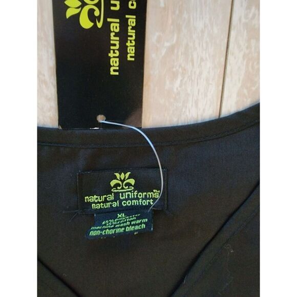 Natural Uniforms XL Natural Comfort Unisex Sz Large Black Pockets Tie V-Neck NWT - Picture 3 of 5